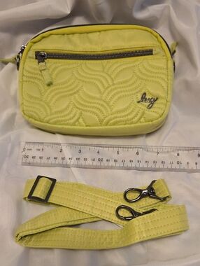 lug Quilted Lime Crossbody Bag with Front Zip
